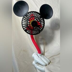 Disney Mickey Mouse Portable Fan Battery Clamp on 17" Stroller Car Desk